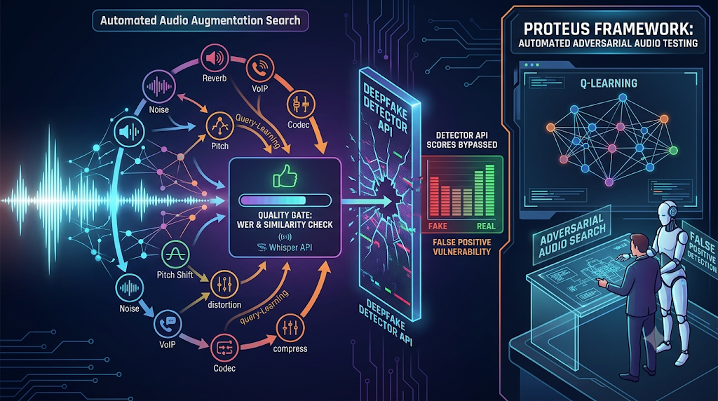 Proteus audio deepfake adversarial testing diagram