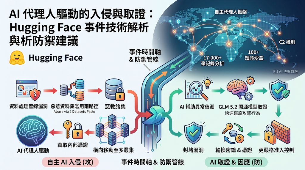 Diagram illustrating autonomous AI agent intrusion pipeline and AI-driven security response.