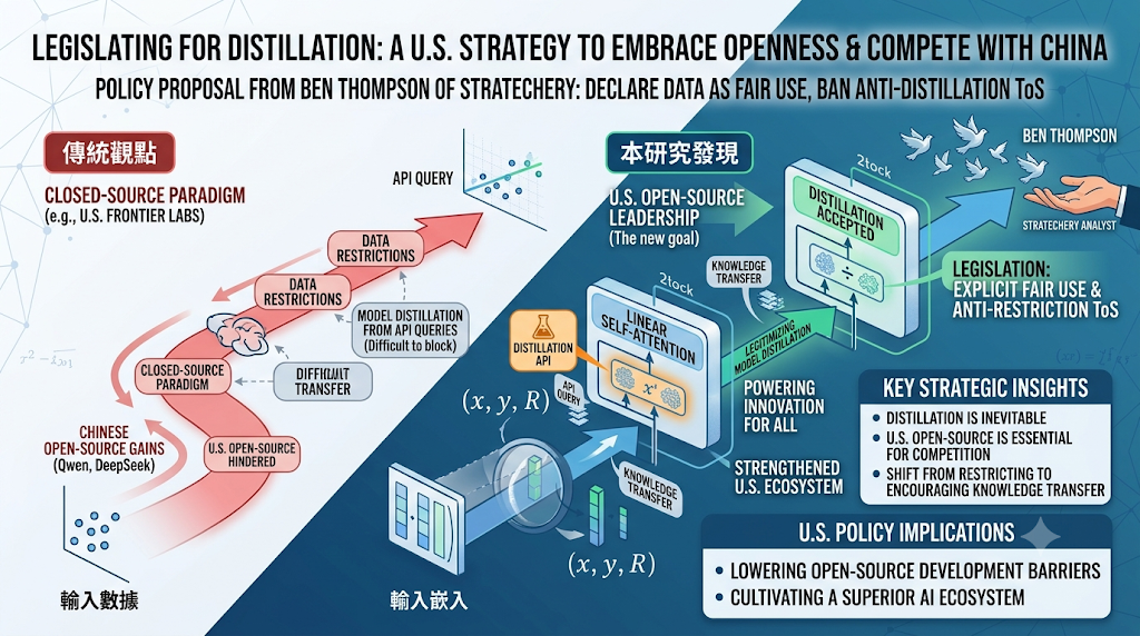 An architectural diagram illustrating a strategy for the US to embrace knowledge transfer and distillation, shifting from a closed-source paradigm to an open-source model.