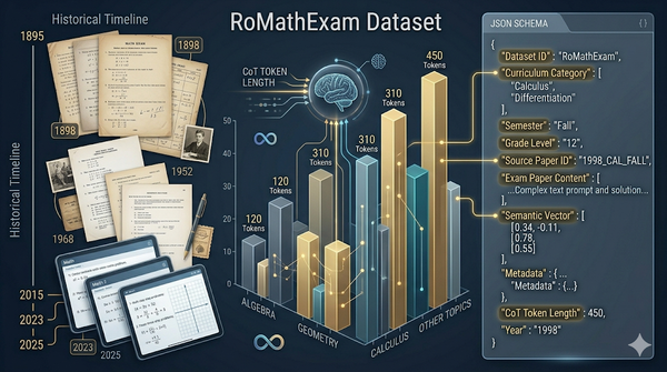 RoMathExam：羅馬尼亞 130 年高中數學試題資料庫與 CoT Token 難度指標