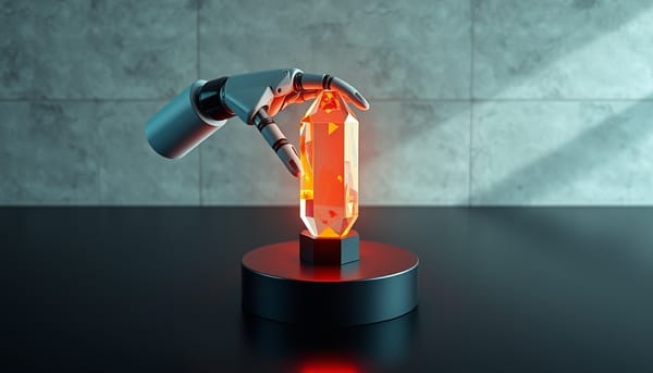 機械臂握著發光棱鏡，CogniGUI框架，GRPO強化